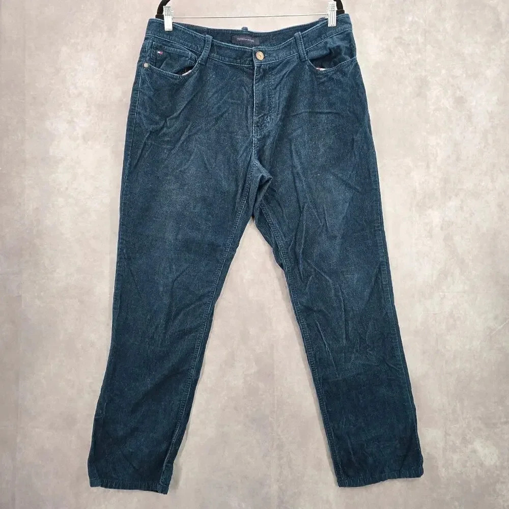 Tommy Hilfiger Blue Corduroy Vintage Preppy Pants Formal Bottoms‎ Men's 36x30